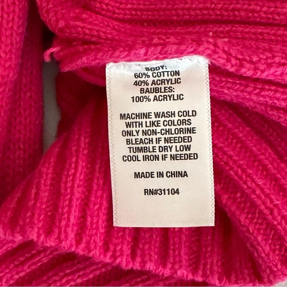 Crown & Ivy | Pom Pom Knit Sweater Puff Sleeve Pullover Pink - Picture 8 of 8